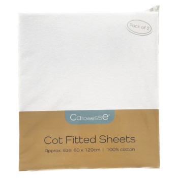 2 pack fitted cot sheets white