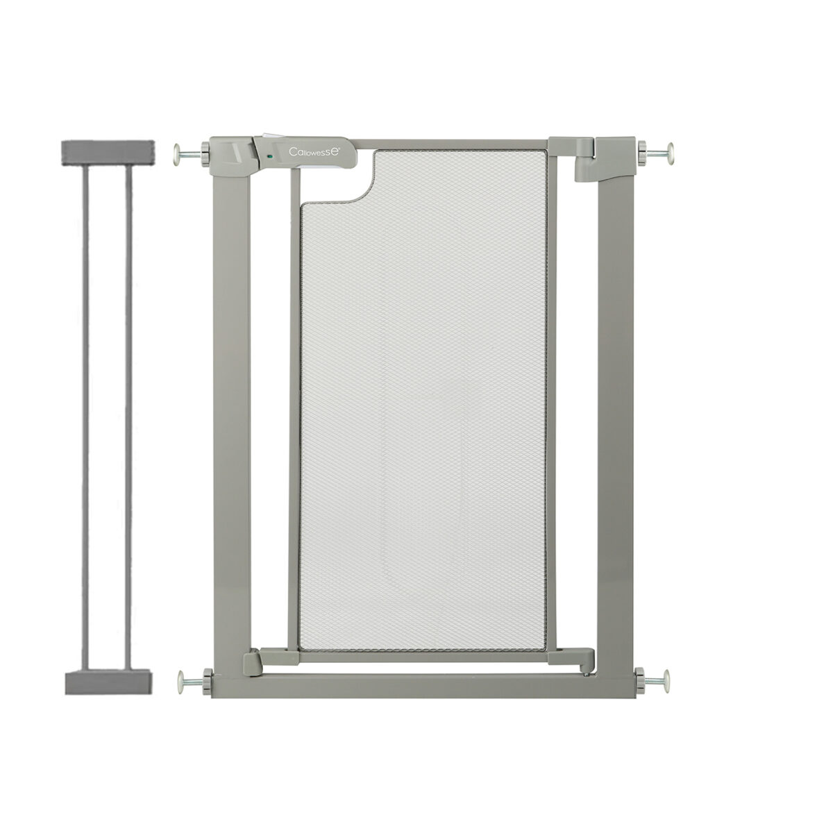 Callowesse Metal Mesh Safety Gate | 76-83cm x H76cm + 14cm Extension | Suitable for Doors and Stairs | Ash Grey