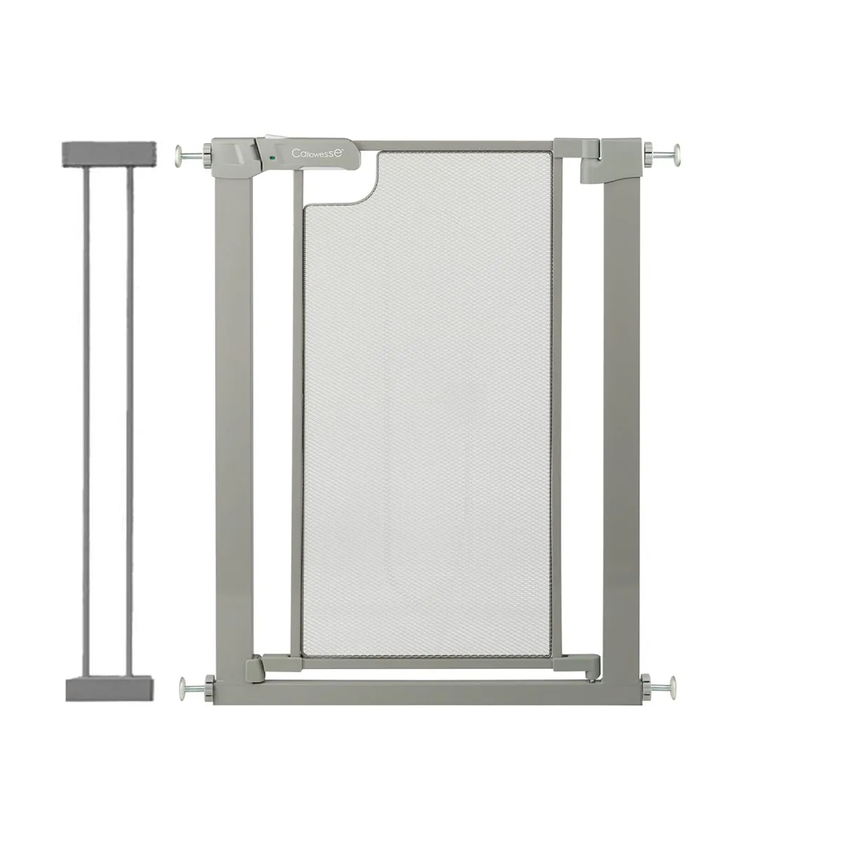 Callowesse Metal Mesh Safety Gate | 76-83cm x H76cm + 14cm Extension | Suitable for Doors and Stairs | Ash Grey