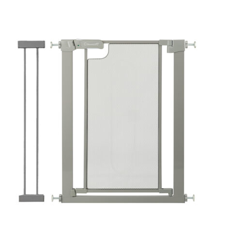 Callowesse Metal Mesh Safety Gate | 76-83cm x H76cm + 14cm Extension | Suitable for Doors and Stairs | Ash Grey
