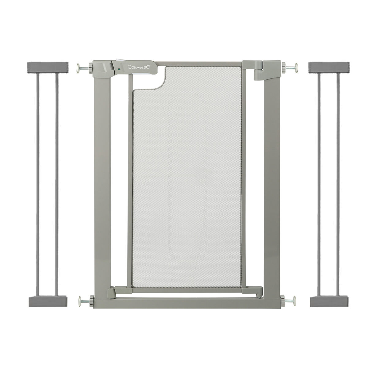 Callowesse Narrow Metal Mesh Safety Gate + 2x 14cm Extension | 90-97cm x H76cm | Suitable for Doors and Stairs | Ash Grey