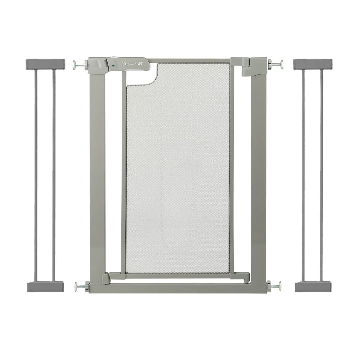 Callowesse Narrow Metal Mesh Safety Gate + 2x 14cm Extension | 90-97cm x H76cm | Suitable for Doors and Stairs | Ash Grey