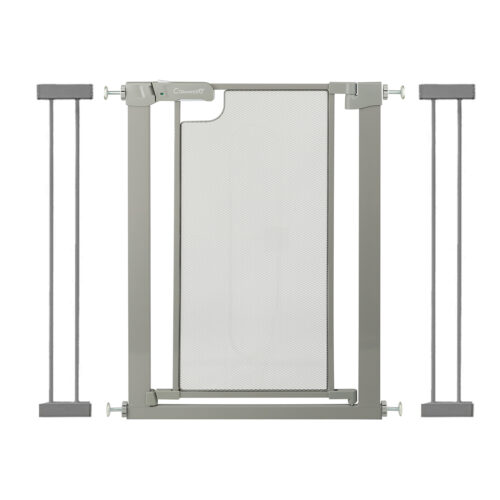 Callowesse Narrow Metal Mesh Safety Gate + 2x 14cm Extension | 90-97cm x H76cm | Suitable for Doors and Stairs | Ash Grey