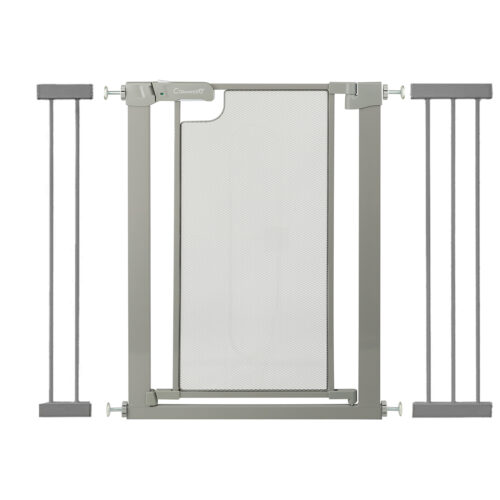 Callowesse Metal Mesh Child & Pet Pressure Fit Safety Gate + 14cm & 21cm Extensions | 97-104cm x H76cm | Suitable for Doors and Stairs | Ash Grey