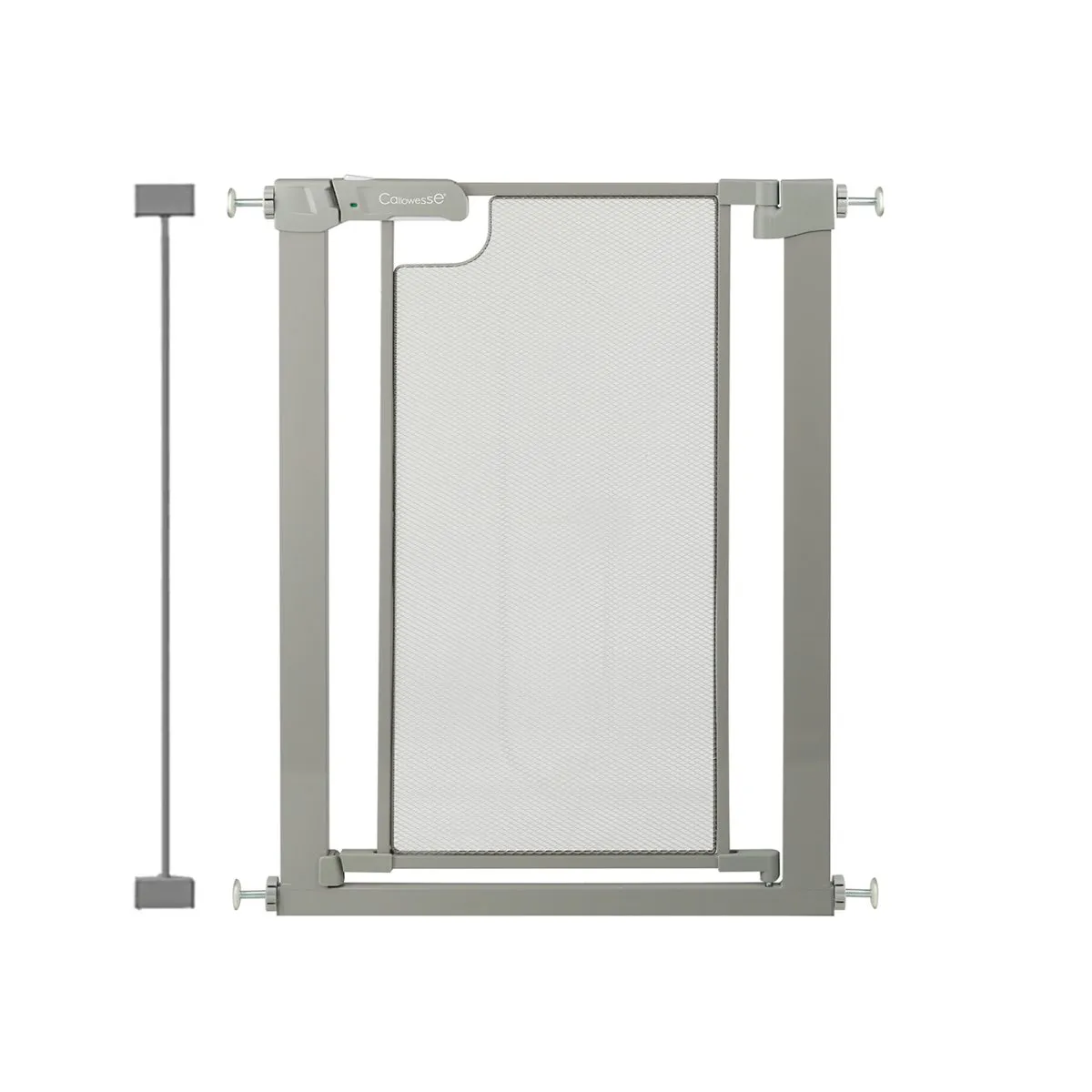 Callowesse Narrow Metal Mesh Child & Pet Safety Gate + 7cm Extension | 69-76cm x H76cm | Suitable for Doors & Stairs | Ash Grey