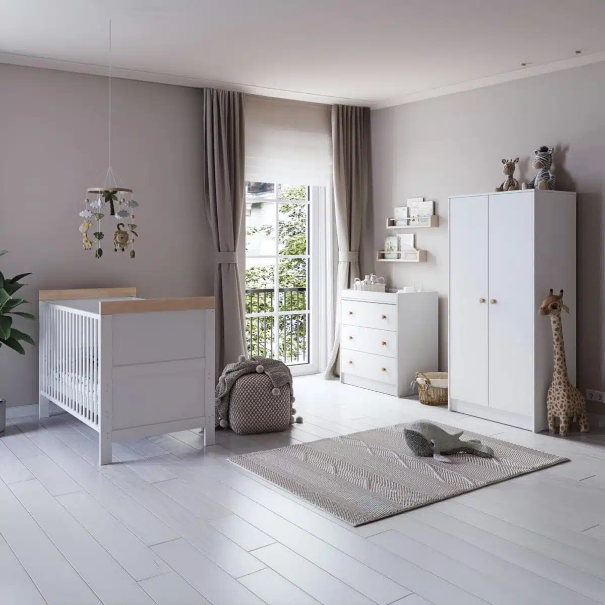 Little Acorns Grantham 3 Piece Nursery Furniture Room Set -  White