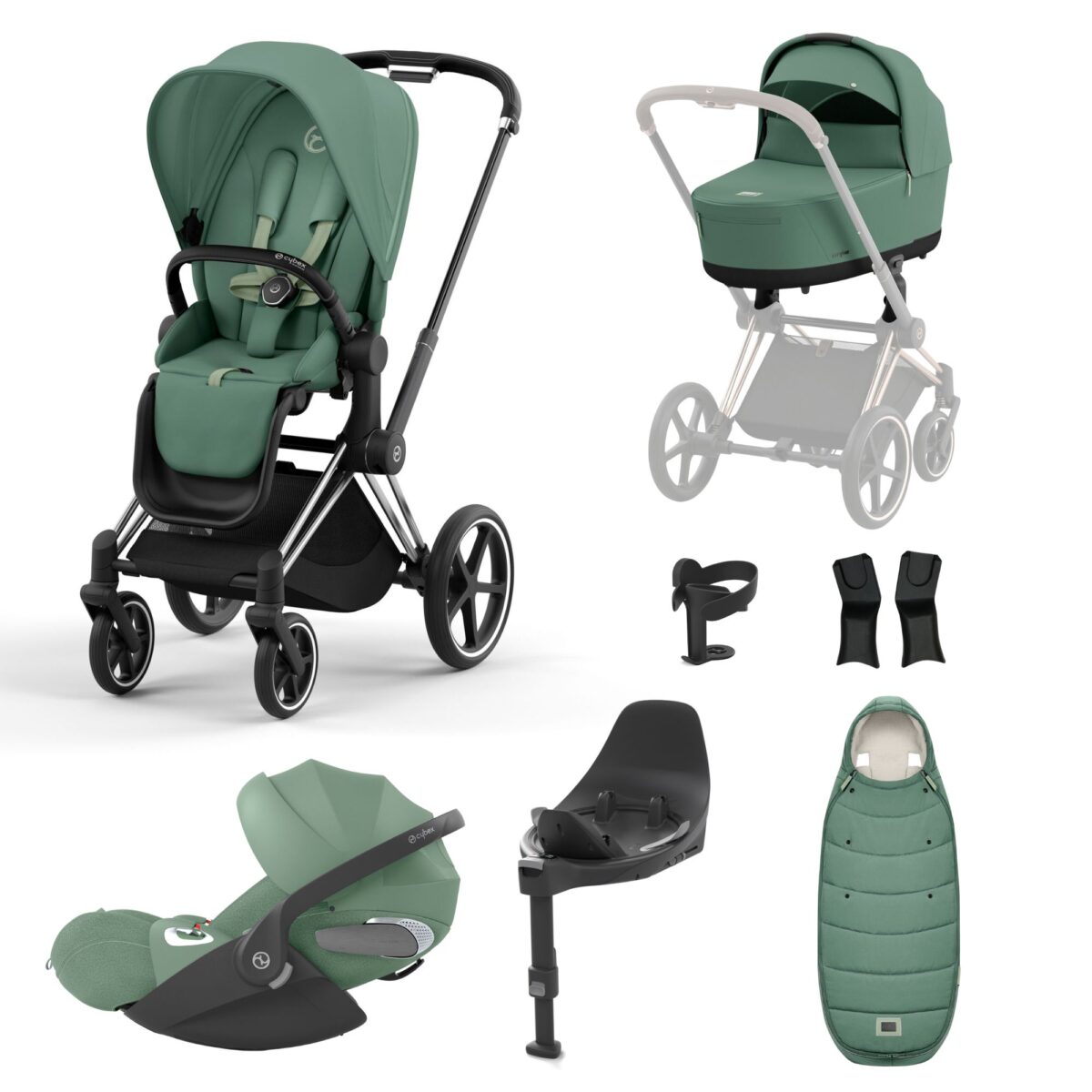 PRIAM Chrome Black Frame - Leaf Green
