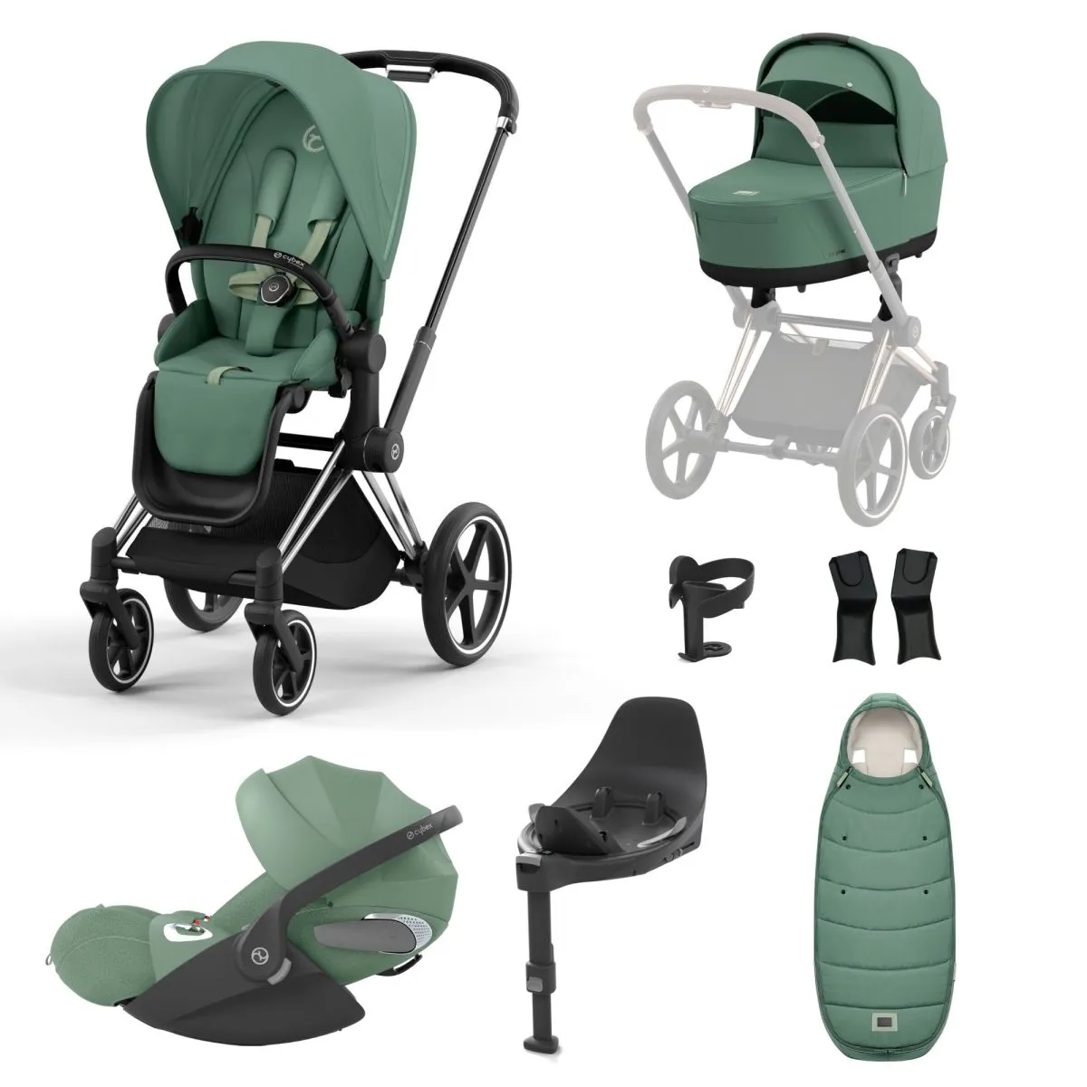 PRIAM Chrome Black Frame - Leaf Green