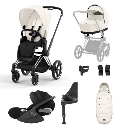 Cybex Priam Travel System + Cloud T Car Seat & Base T - Off White (2023)