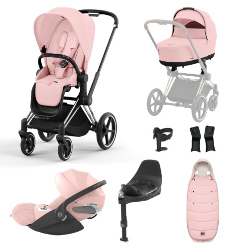 Cybex Priam Travel System + Cloud T Car Seat & Base T in Peach Pink