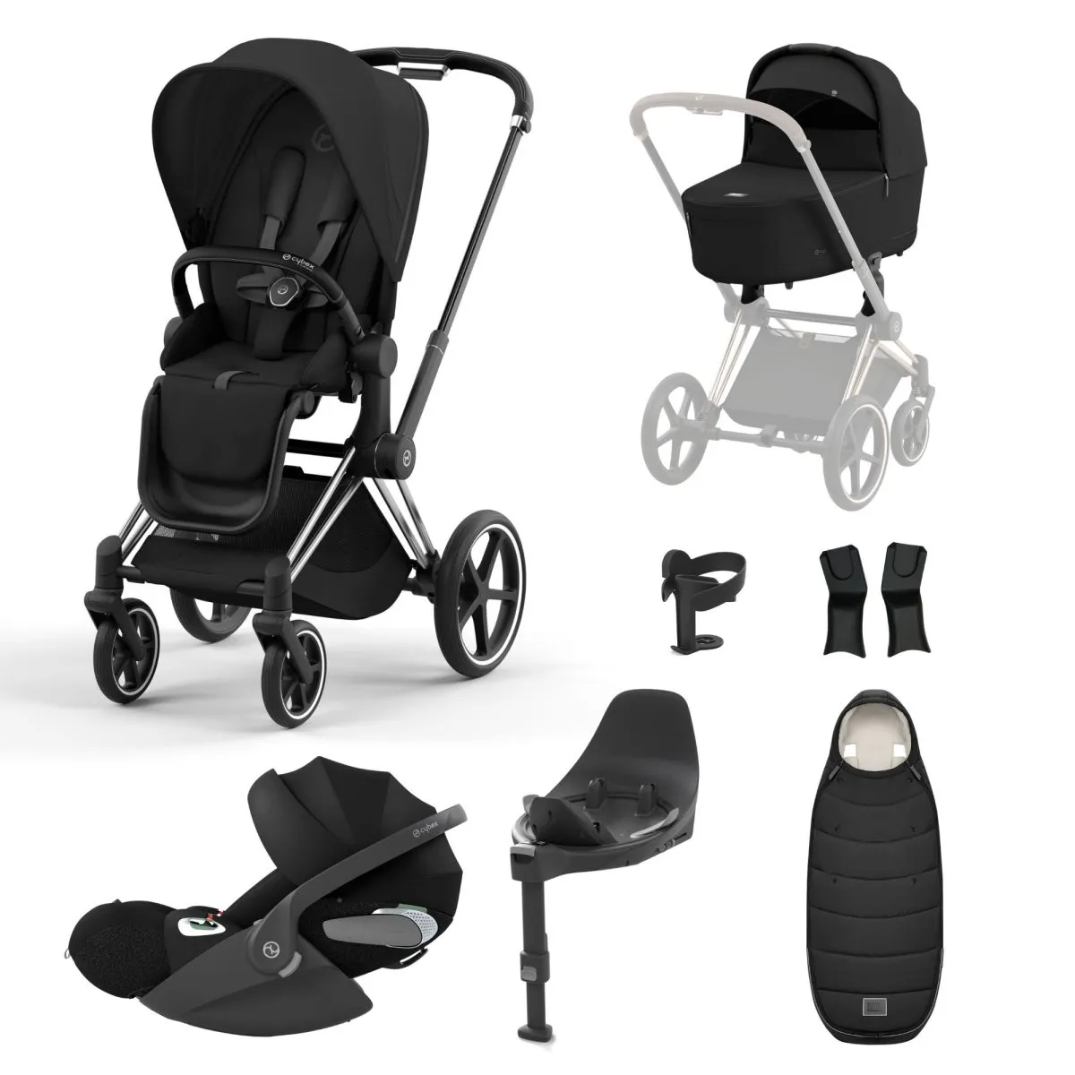 Cybex Priam Travel System & Cloud T Car Seat - Sepia Black