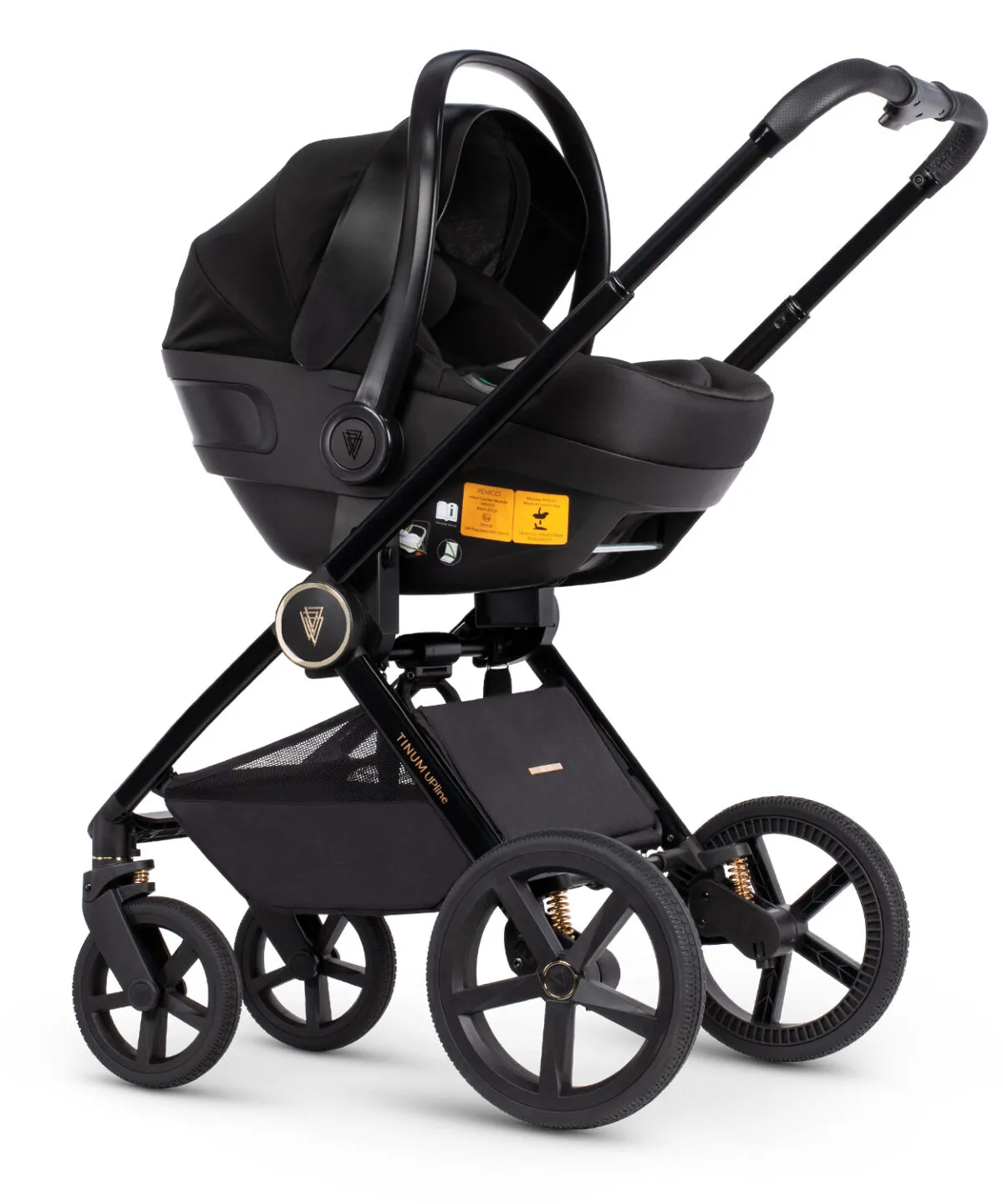 Venicci Upline 3 in 1 Pushchair, Carrycot & Car Seat Travel System - All Black - Image 7