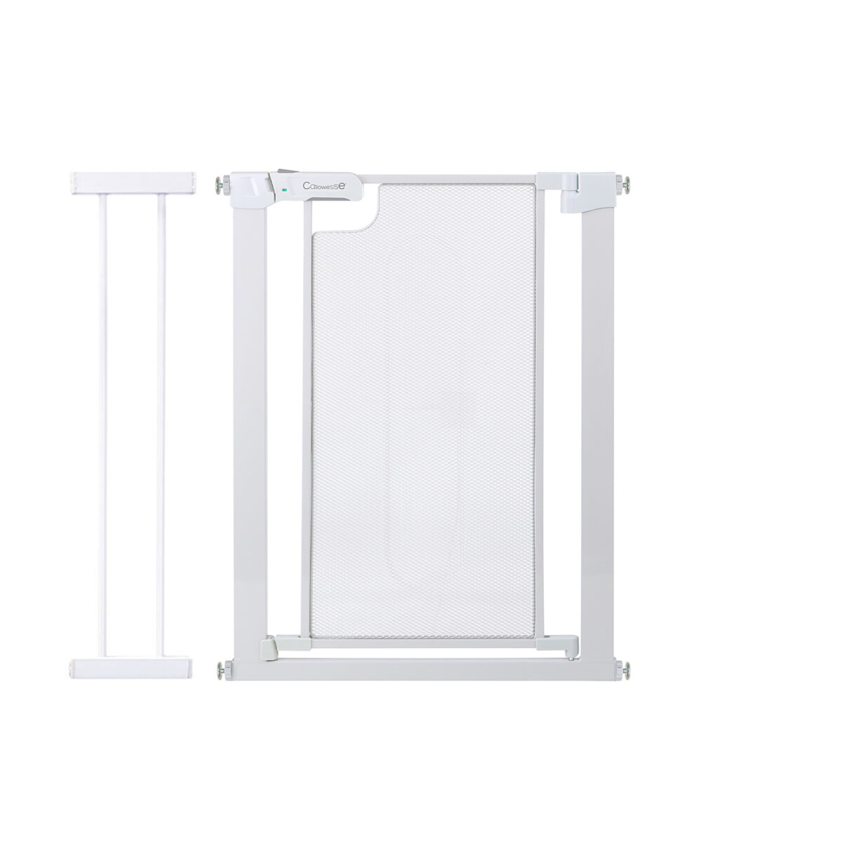 Callowesse Metal Mesh Safety Gate | 76-83cm x H76cm + 14cm Extension | Suitable for Doors and Stairs | Glacial White
