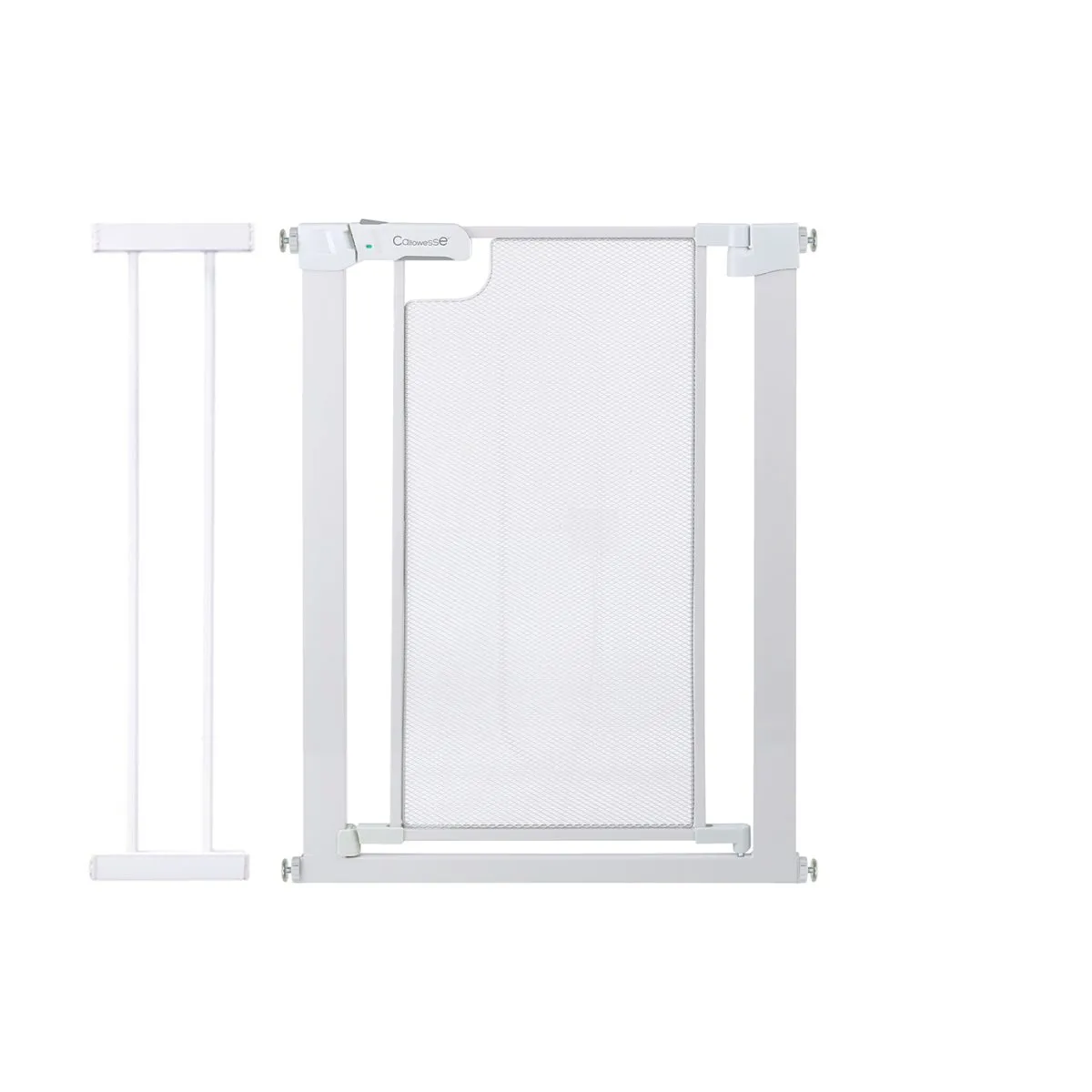 Callowesse Metal Mesh Safety Gate | 76-83cm x H76cm + 14cm Extension | Suitable for Doors and Stairs | Glacial White
