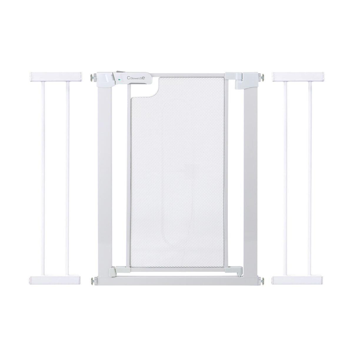 Callowesse Narrow Metal Mesh Child & Pet Pressure Fit Safety Gate | 90-97cm x H76cm Bundle including 2x 14cm Extension | Suitable for Doors and Stairs White