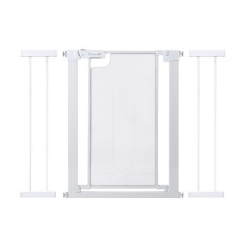 Callowesse Narrow Metal Mesh Child & Pet Pressure Fit Safety Gate | 90-97cm x H76cm Bundle including 2x 14cm Extension | Suitable for Doors and Stairs White