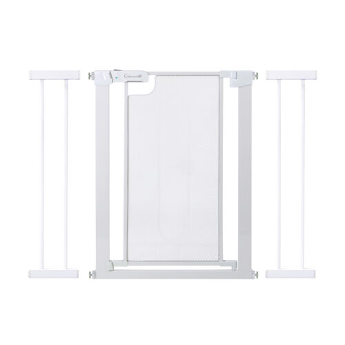 Callowesse Narrow Metal Mesh Child & Pet Pressure Fit Safety Gate | 90-97cm x H76cm Bundle including 2x 14cm Extension | Suitable for Doors and Stairs White