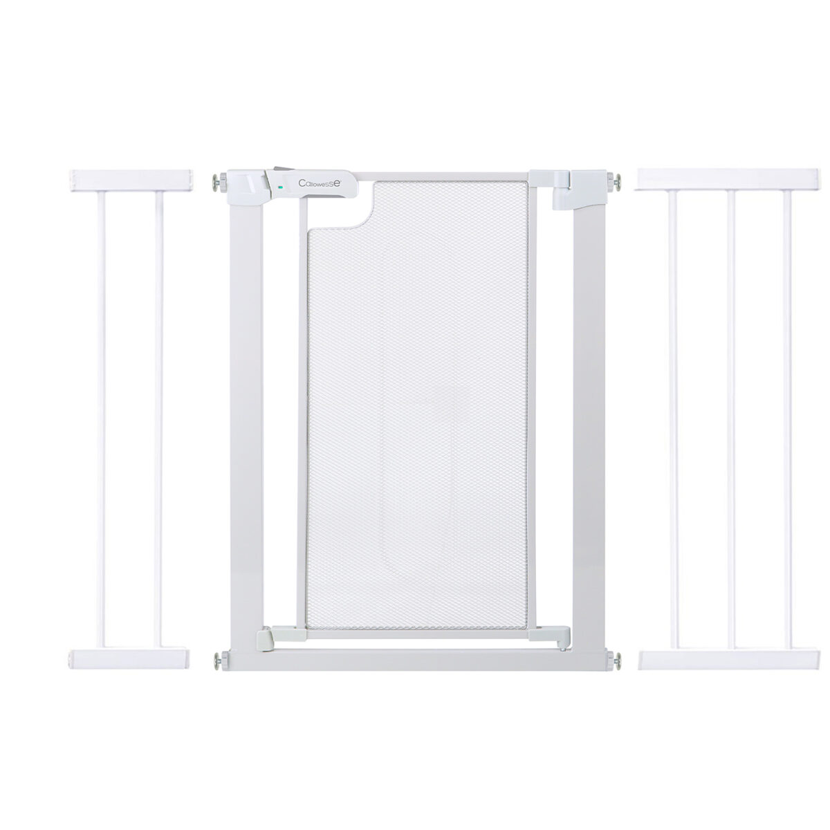 Callowesse Narrow Metal Mesh Child & Pet Pressure Fit Safety Gate + 14cm & 21cm Extensions | 97-104cm x H76cm | Suitable for Doors & Stairs | Glacial White