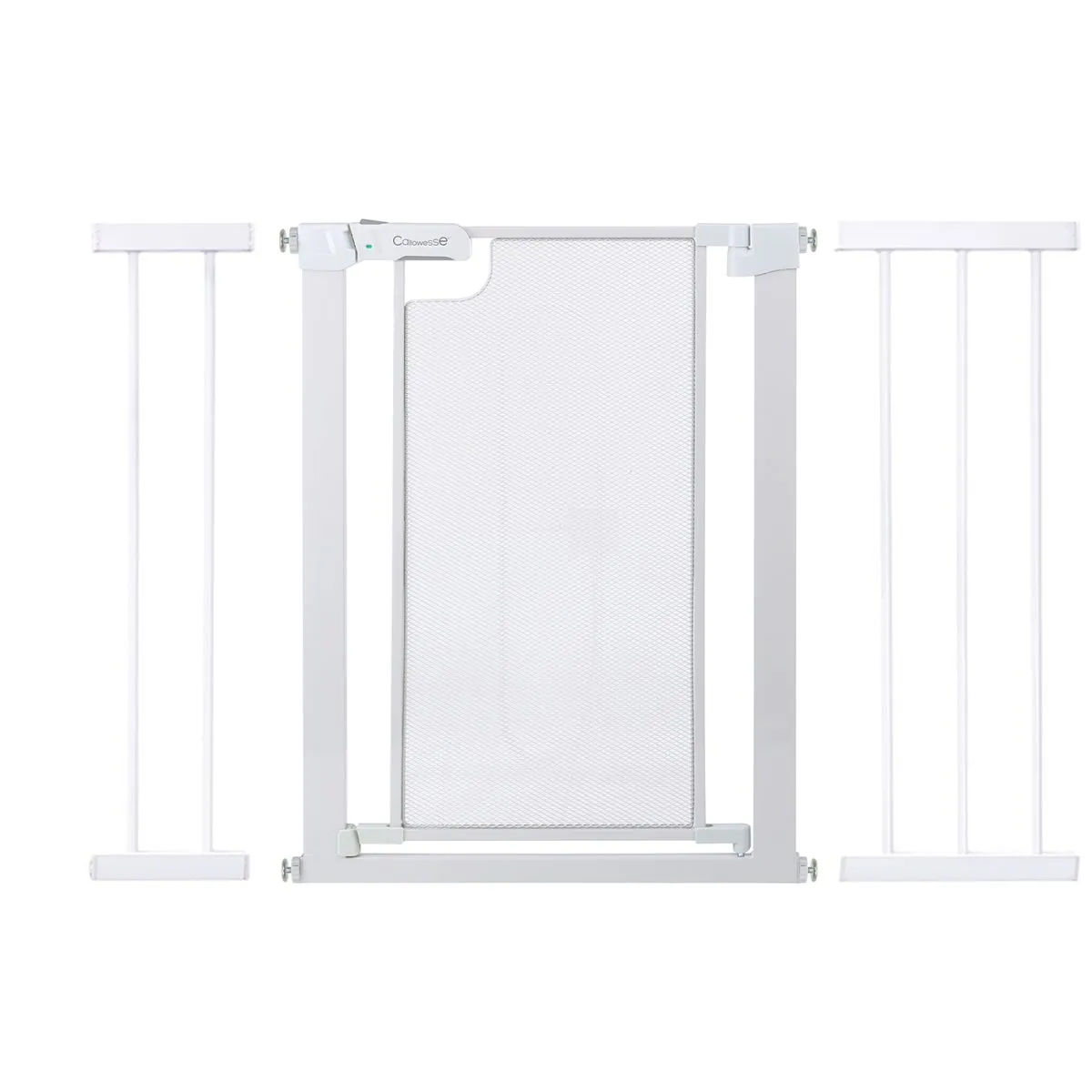 Callowesse Narrow Metal Mesh Child & Pet Pressure Fit Safety Gate + 14cm & 21cm Extensions | 97-104cm x H76cm | Suitable for Doors & Stairs | Glacial White