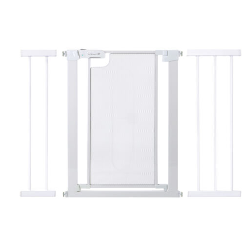 Callowesse Narrow Metal Mesh Child & Pet Pressure Fit Safety Gate + 14cm & 21cm Extensions | 97-104cm x H76cm | Suitable for Doors & Stairs | Glacial White