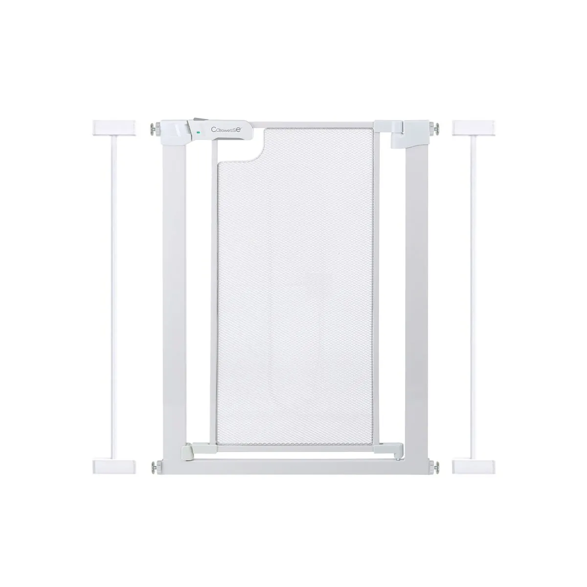 Callowesse Metal Mesh Safety Gate | 76-83cm x H76cm Bundle Including 2 x 7cm Extension | Suitable for Doors and Stairs | Glacial White