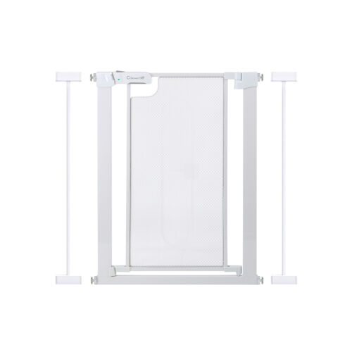 Callowesse Metal Mesh Safety Gate | 76-83cm x H76cm Bundle Including 2 x 7cm Extension | Suitable for Doors and Stairs | Glacial White