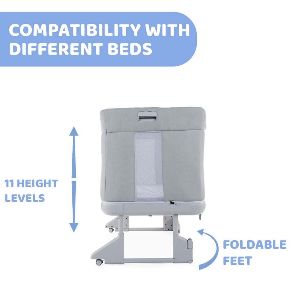 Chicco Next2Me Forever Side-Sleeping Bedside Cot - Moon Grey - Image 11