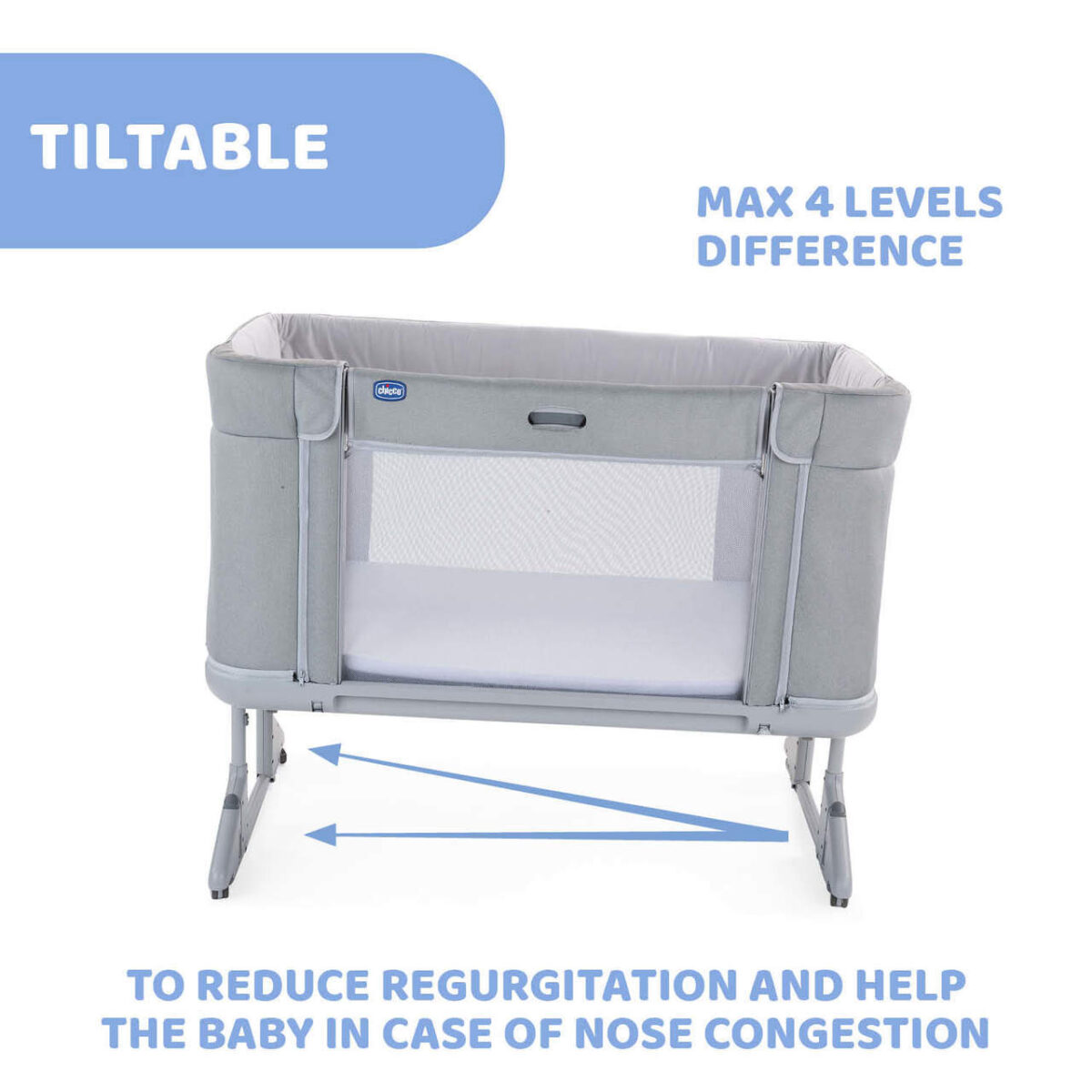 Chicco Next2Me Forever Side-Sleeping Bedside Cot - Moon Grey - Image 10
