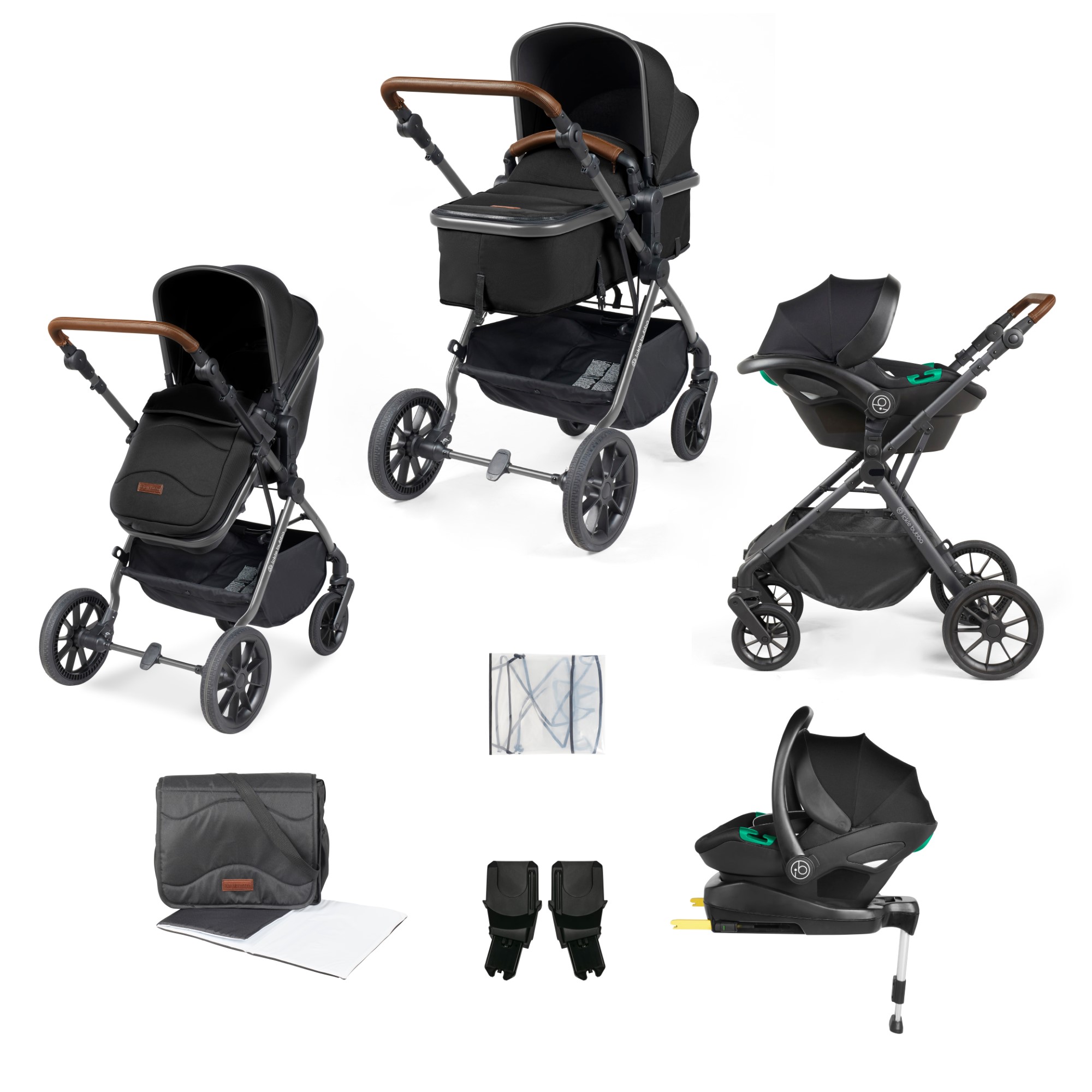 Photos - Pushchair Ickle Bubba Cosmo All in One i-Size Travel System with ISOFIX Base Black b 