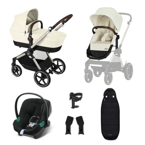 Cybex EOS Lux 2-in-1 Pushchair & Carrycot With Aton B2 Car Seat Bundle | i-size | ISOFIX | 2023 Edition
