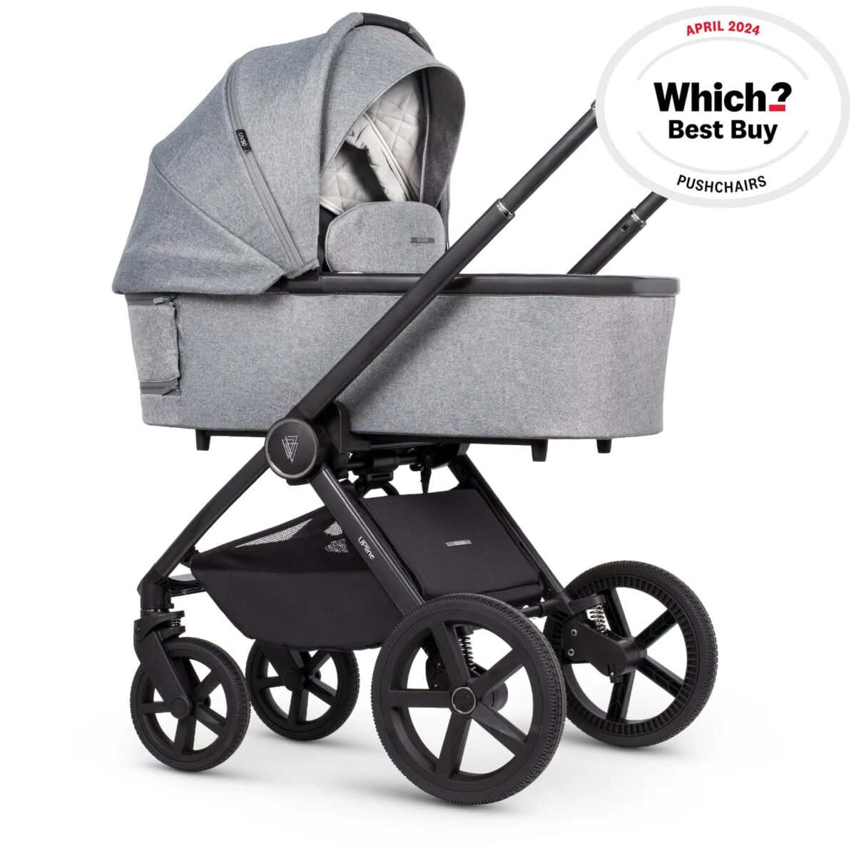 Venicci Upline 2-in-1 Pushchair & Carrycot with Accessories - Classic Grey | 9 Piece Bundle - Image 2
