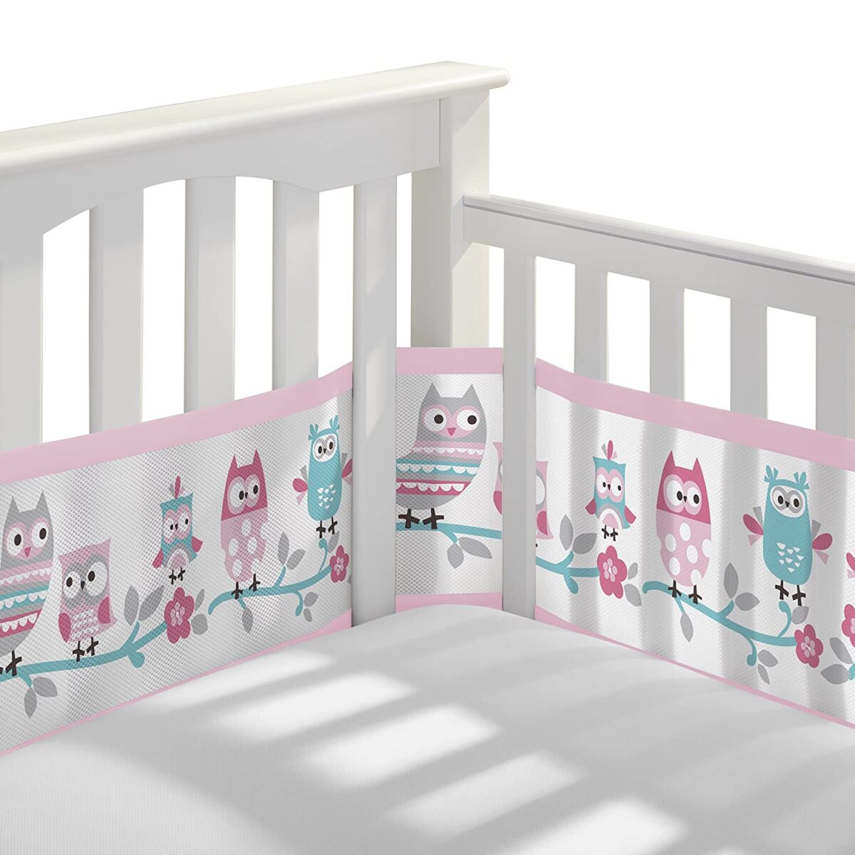 BreathableBaby Mesh Liner 4 Sided - Owl Story Pink