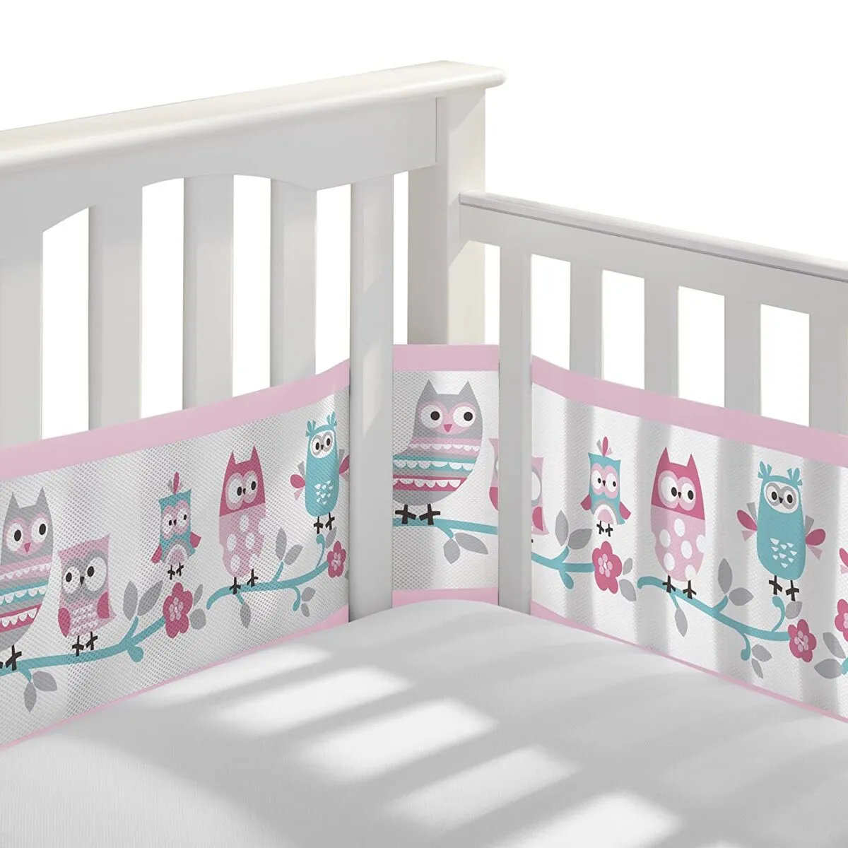 BreathableBaby Mesh Liner 4 Sided - Owl Story Pink