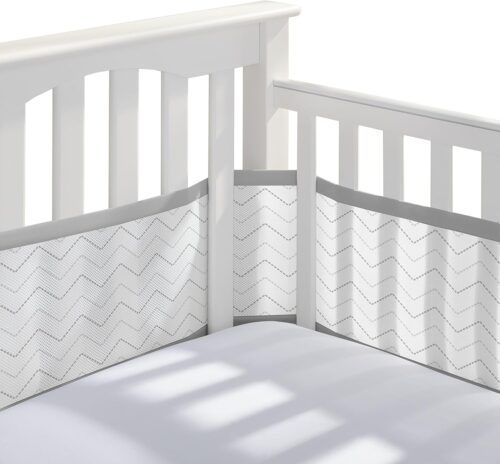 BreathableBaby Mesh Liner 4 Sided - Grey Chevron