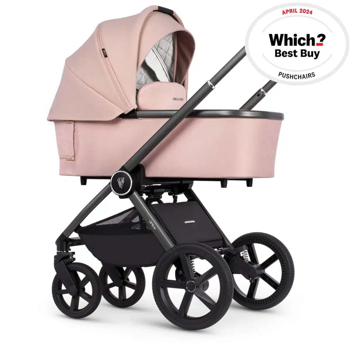 Venicci Upline 3-in-1 Pushchair, Carrycot & Car Seat Travel System Bundle - Misty Rose - Image 2
