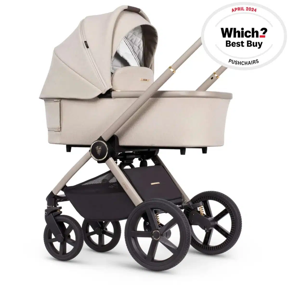 Venicci Upline 3-in-1 Pushchair, Carrycot & Car Seat Travel System Bundle - Stone Beige - Image 2