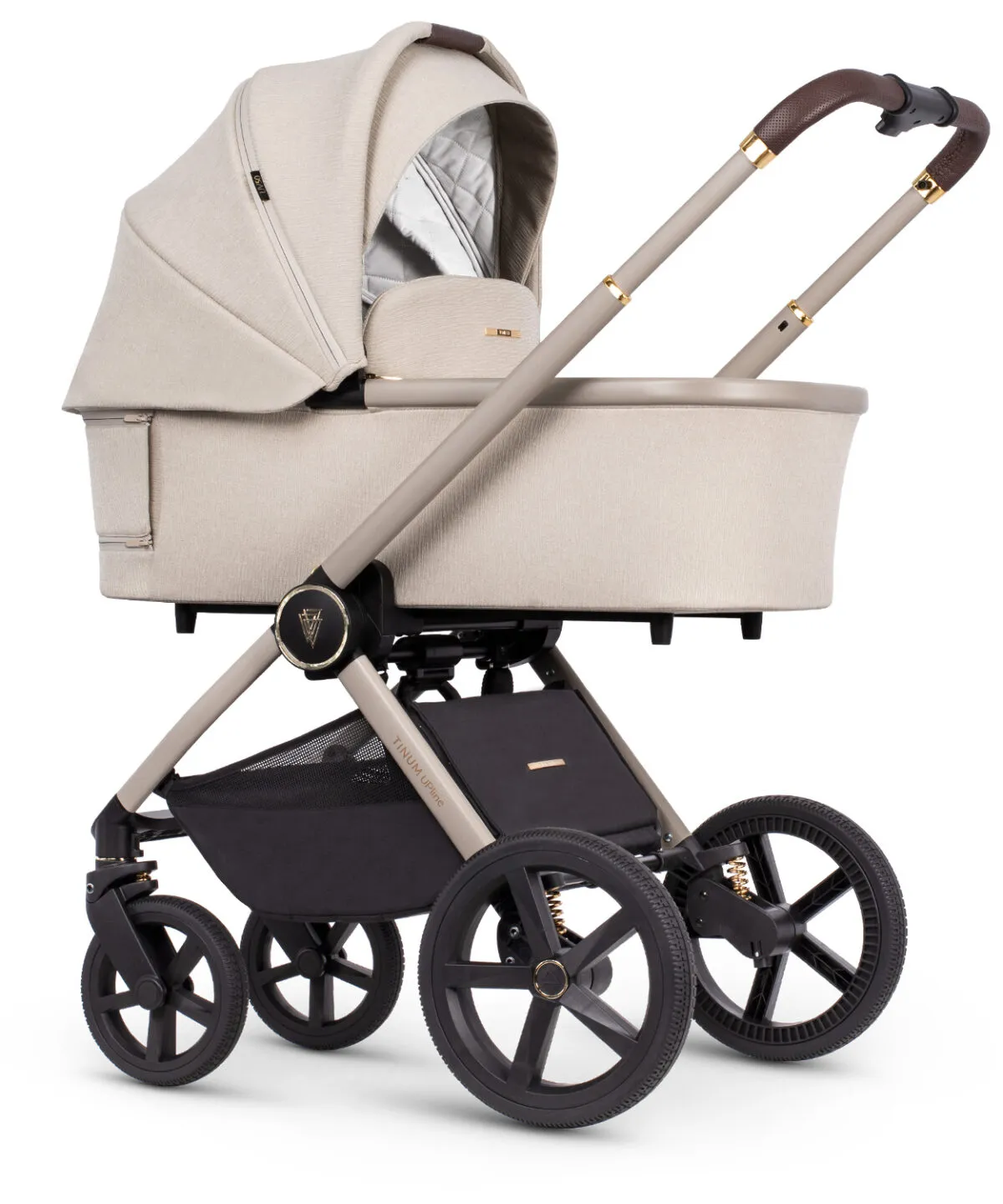 Venicci Upline 3 in 1 Pushchair, Carrycot, Car Seat & Car Seat Base Travel System Bundle | i-size Car Seat | Isofix Base | Stone Beige - Image 3
