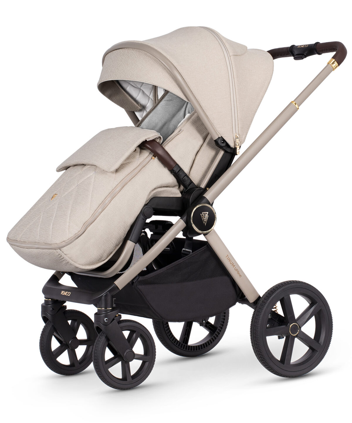 Venicci Upline 3 in 1 Pushchair, Carrycot, Car Seat & Car Seat Base Travel System Bundle | i-size Car Seat | Isofix Base | Stone Beige - Image 6