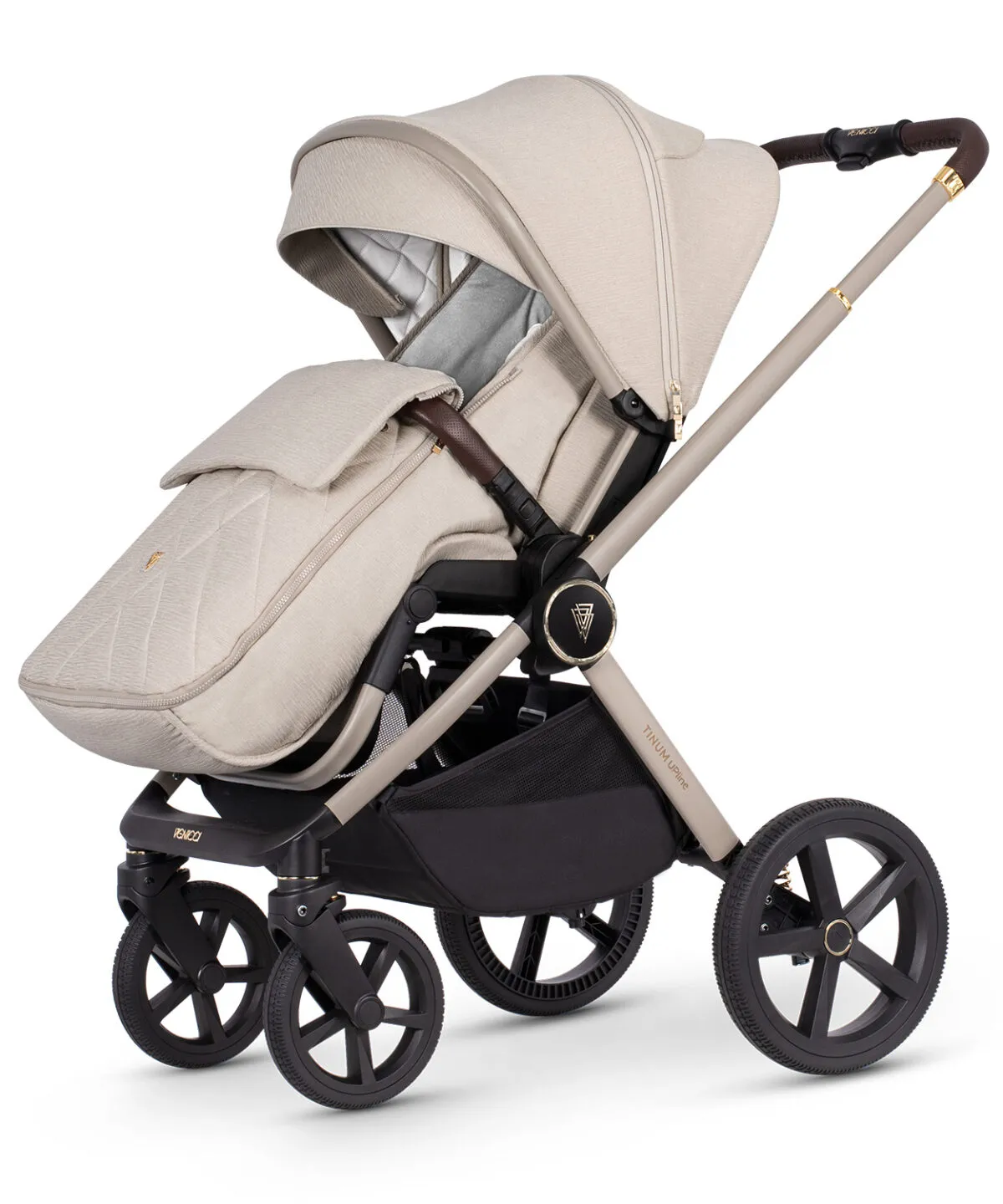 Venicci Upline 3 in 1 Pushchair, Carrycot, Car Seat & Car Seat Base Travel System Bundle | i-size Car Seat | Isofix Base | Stone Beige - Image 6