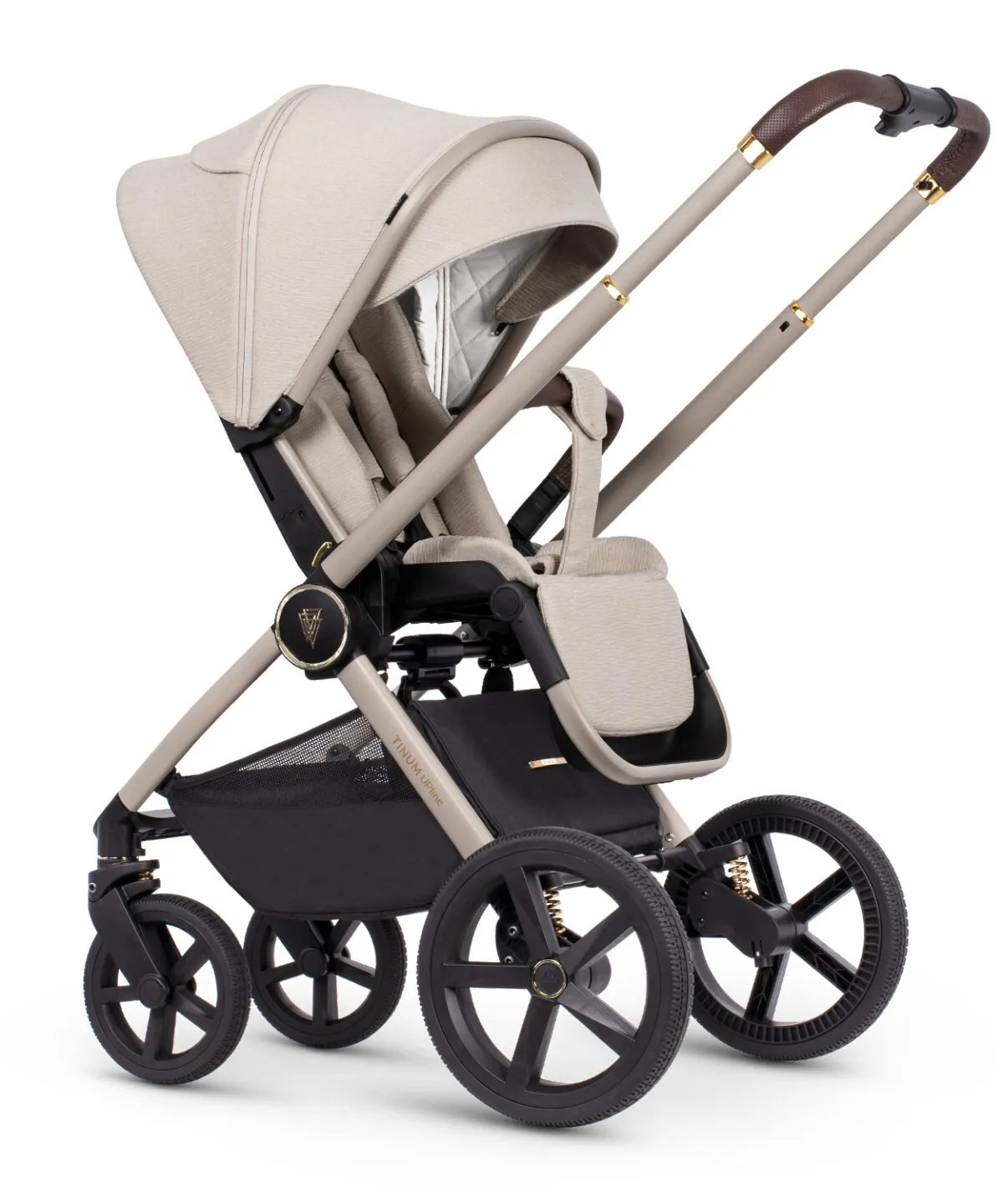 Venicci Upline 3 in 1 Pushchair, Carrycot, Car Seat & Car Seat Base Travel System Bundle | i-size Car Seat | Isofix Base | Stone Beige - Image 4