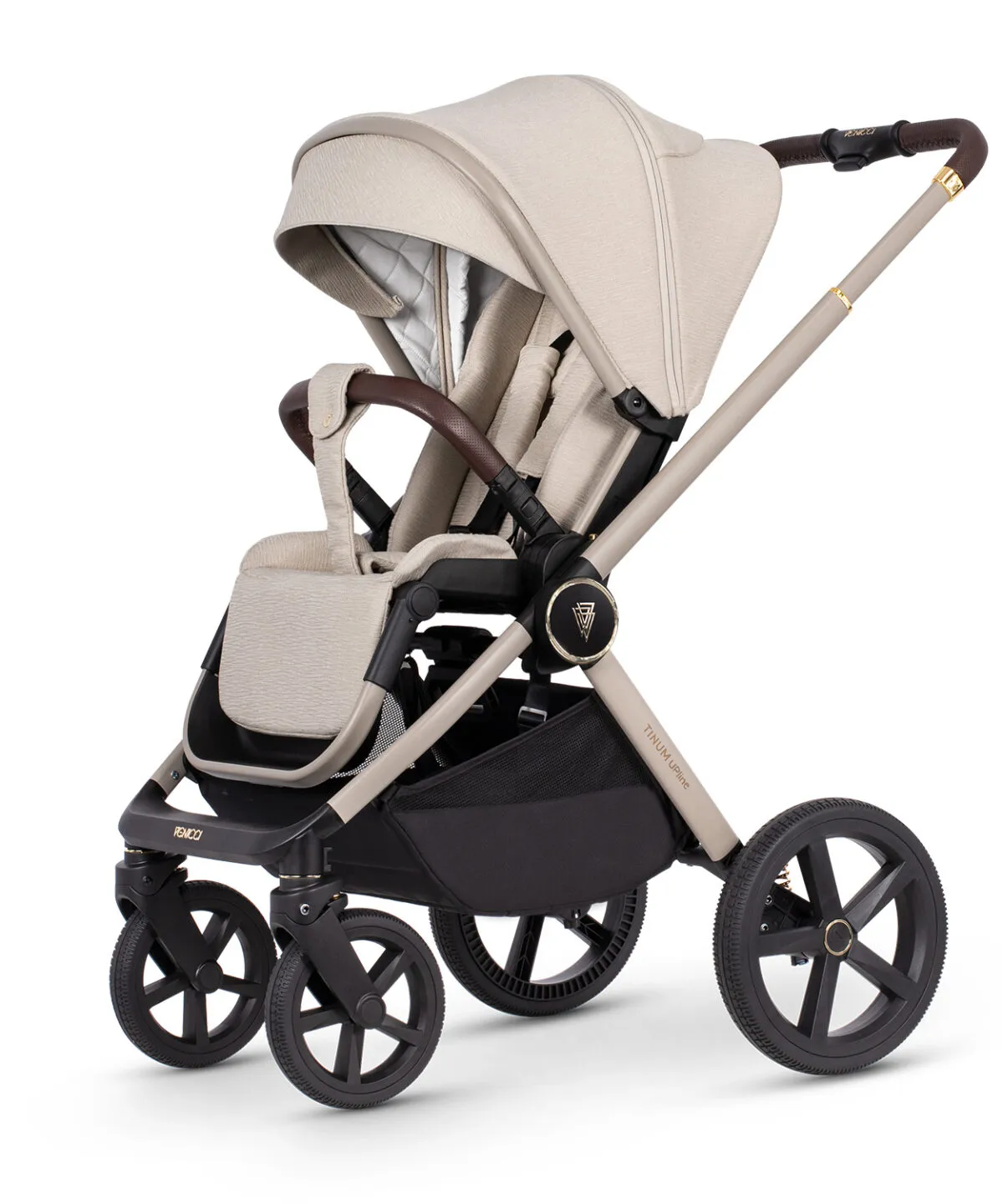 Venicci Upline 3 in 1 Pushchair, Carrycot, Car Seat & Car Seat Base Travel System Bundle | i-size Car Seat | Isofix Base | Stone Beige - Image 5