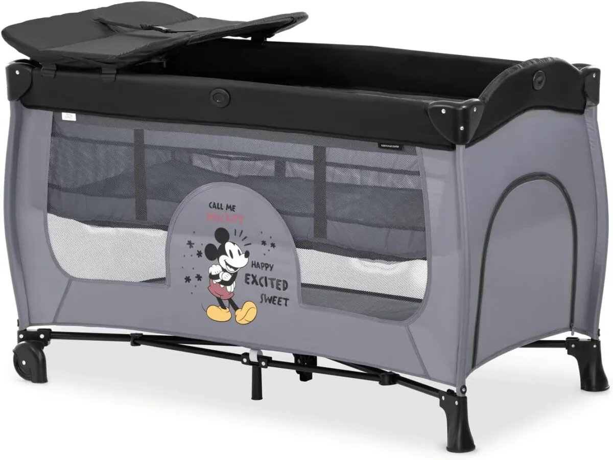 Hauck Disney Sleep N Play Centre Travel Cot - Micky Mouse Grey