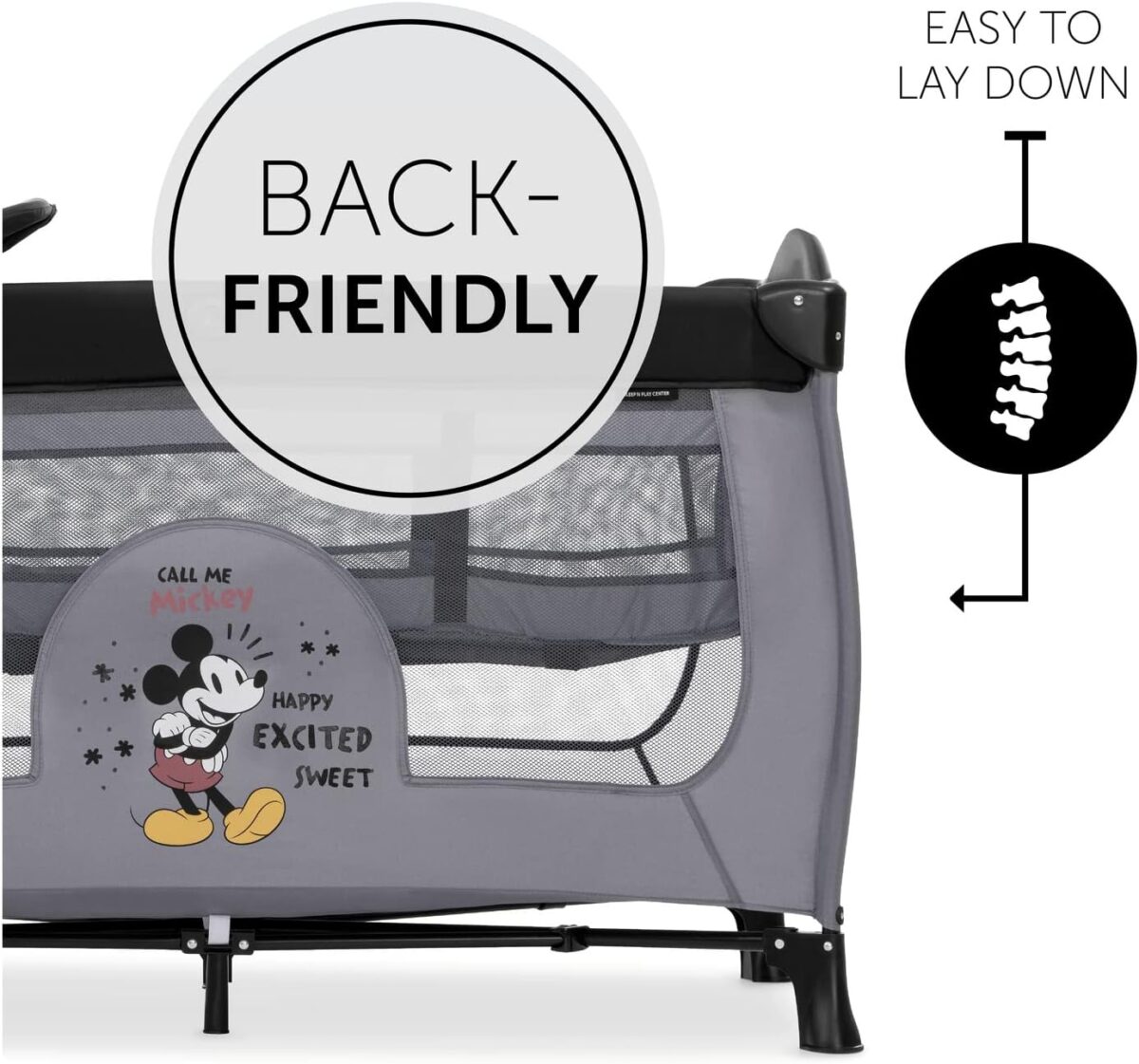 Hauck Disney Sleep N Play Centre Travel Cot - Micky Mouse Grey - Image 5