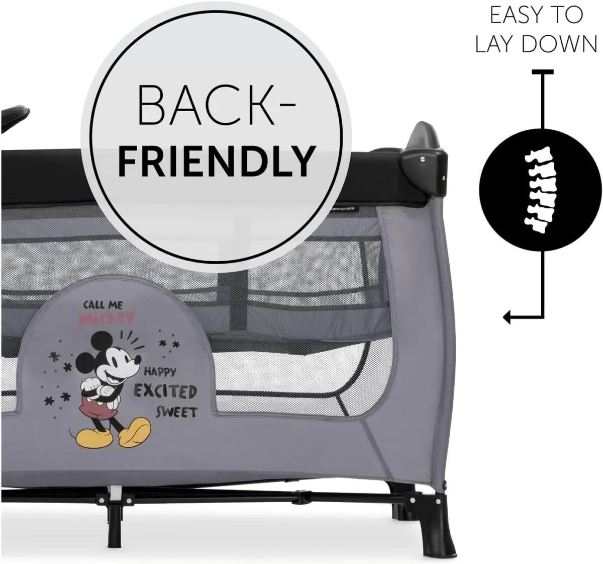 Hauck Disney Sleep N Play Centre Travel Cot - Micky Mouse Grey - Image 5