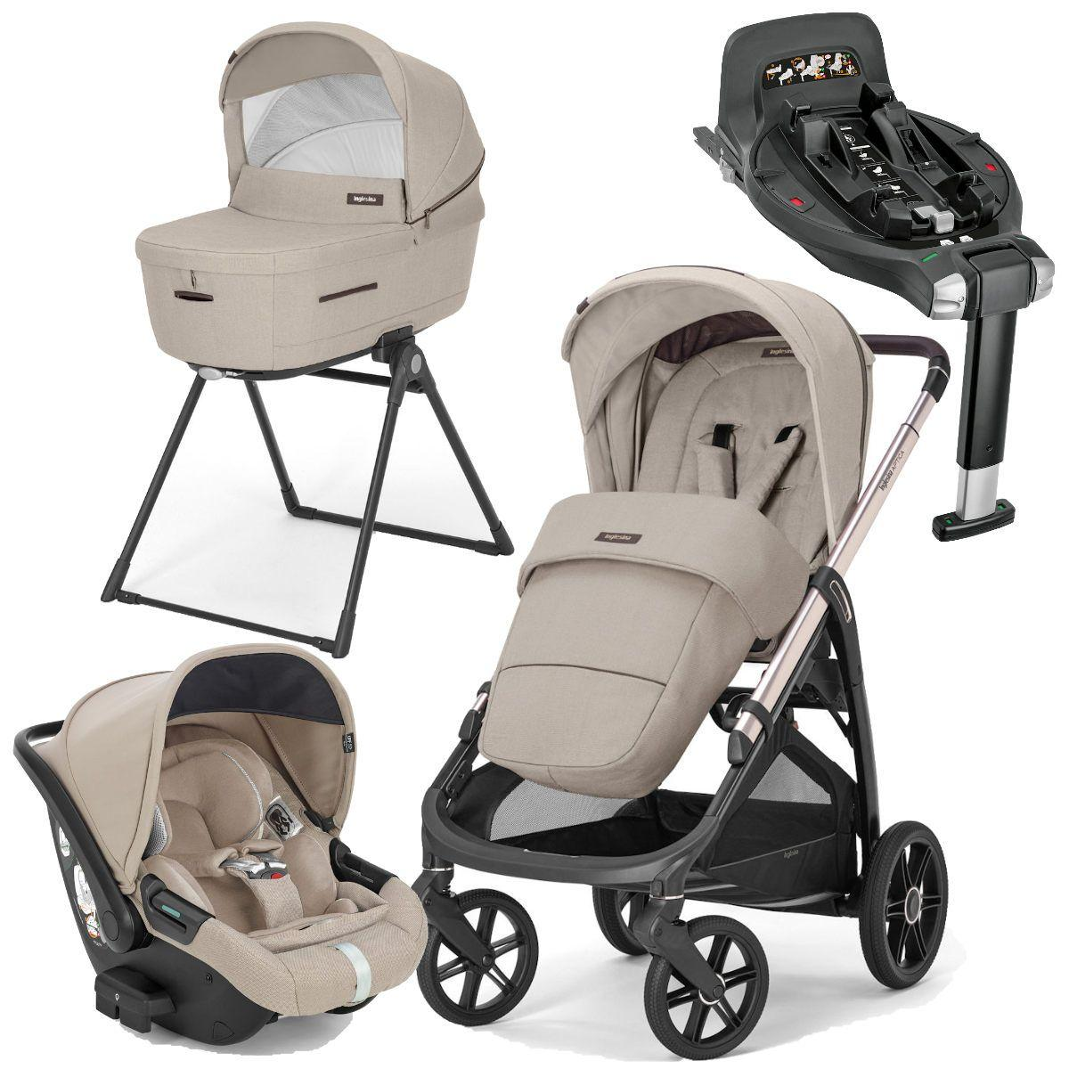 Inglesina Aptica 3 in 1 Travel System with ISOFIX Base & Carrycot Stand -  Pashmina Beige