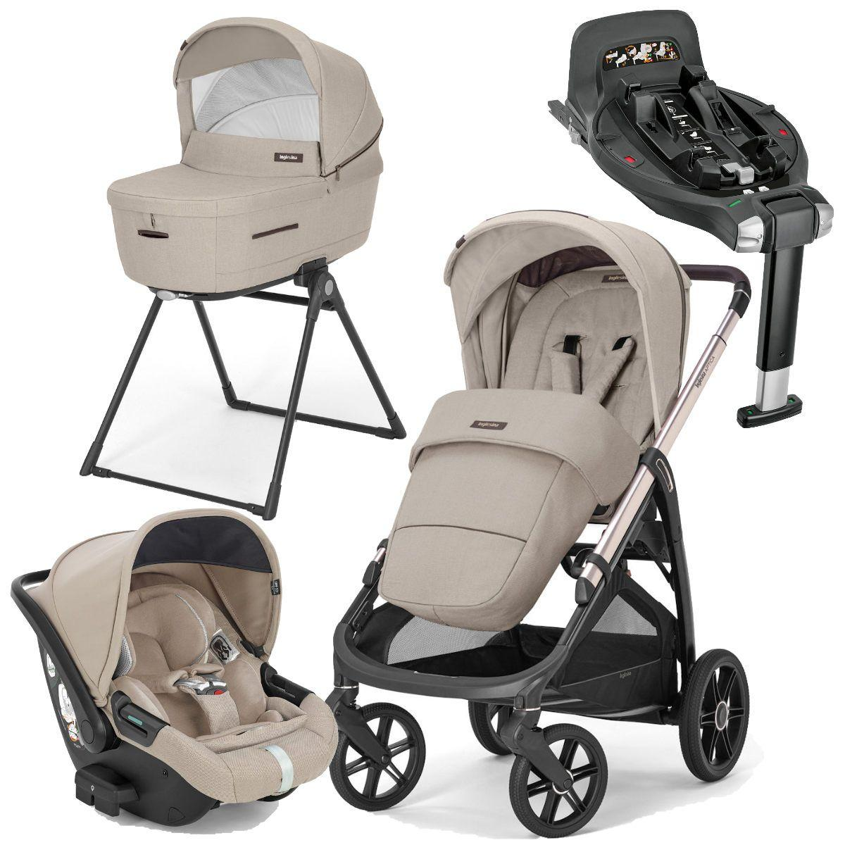 Inglesina Aptica 3 in 1 Travel System with ISOFIX Base & Carrycot Stand -  Pashmina Beige - Olivers BabyCare