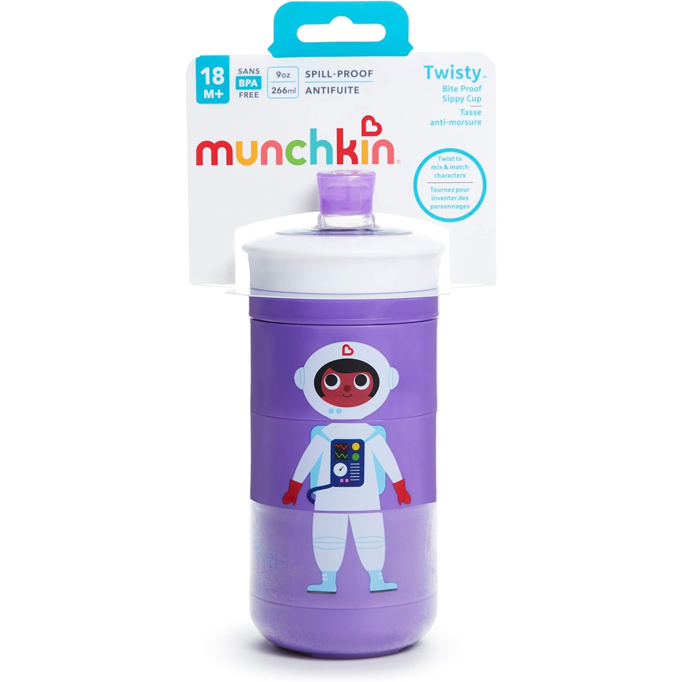 Munchkin Twisty Mix & Match Bite-Proof Sippy Cup - Purple | 9oz/266ml