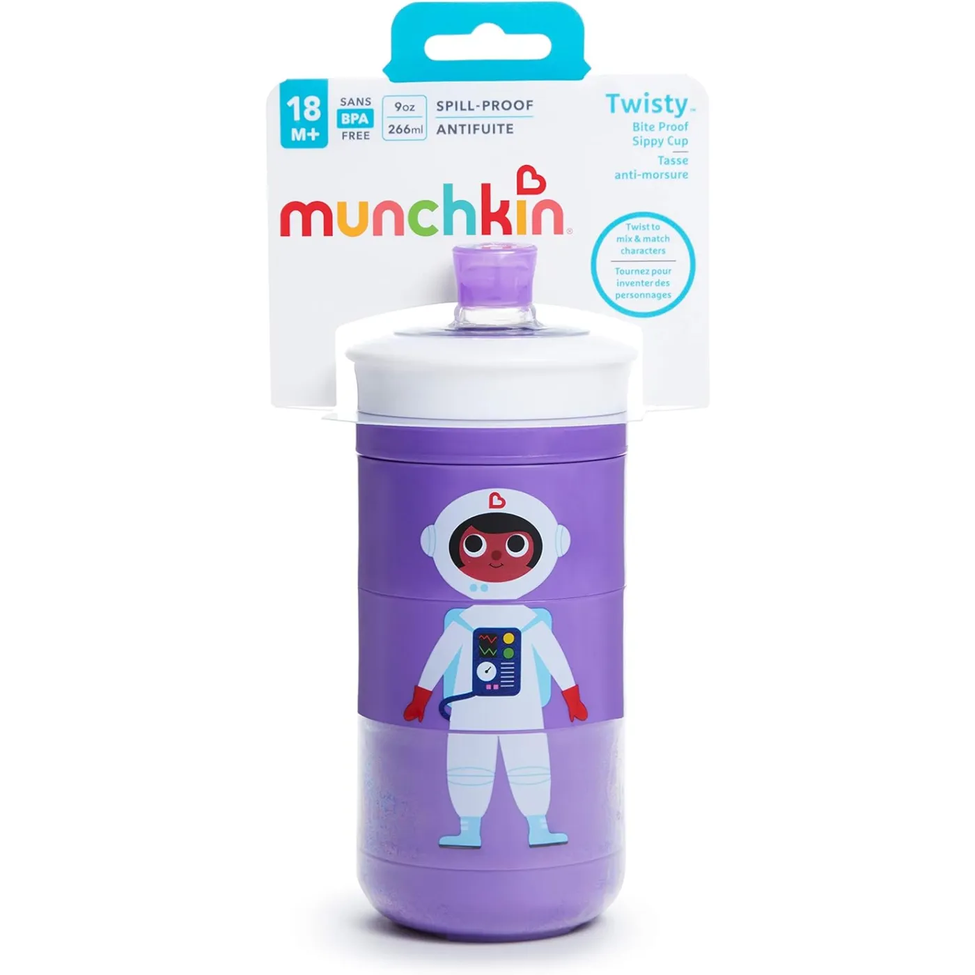 Munchkin Twisty Mix & Match Bite-Proof Sippy Cup - Purple | 9oz/266ml