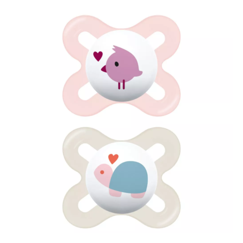 MAM Start Soother Pack of 2 - Pink | 0-2 months | Extra Small for Newborns