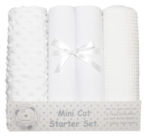 Snuggle Baby - Mini Cot 4 Piece Starter Set - White